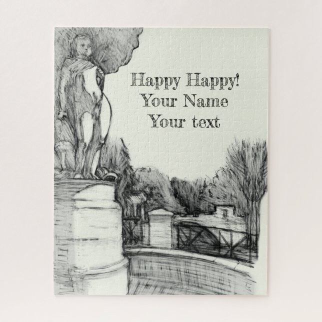 Old fountain in the park with sculpture boy jigsaw puzzle (Vertical)