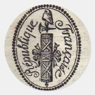 Old French Document Stamp Round Sticker