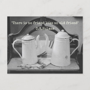 "Old Friend" Vintage Enamelware Coffee/Tea Pots Po Postcard