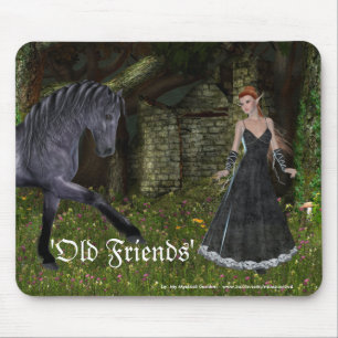'Old Friends' ~ An Elf & Black Horse Series Mouse Pad