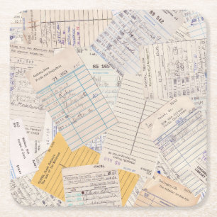 Old Friends Library Circulation Card Square Paper Coaster