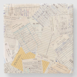 Old Friends Library Circulation Card Stone Coaster