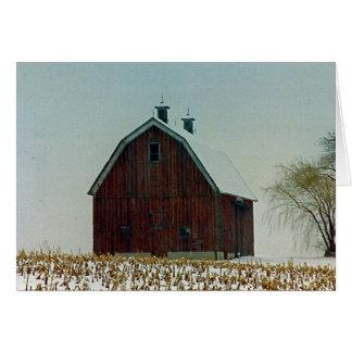 Old Gambrel Roof Barn on a Snowy Day