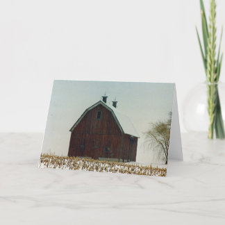Old Gambrel Roof Barn on a Snowy Day Card