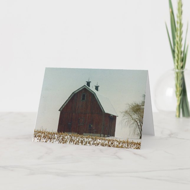 Old Gambrel Roof Barn on a Snowy Day Card (Front)