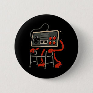 Old Gamer Retro Video Game Old Gamer 80s 90s Video 6 Cm Round Badge