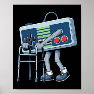 Old Gamer Retro Video Game Old Gamer 80s Funny For Poster