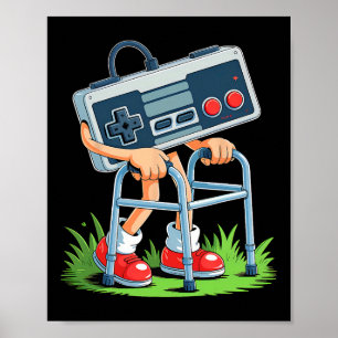 Old Gamer Retro Video Game Old Gamer 80s Funny For Poster
