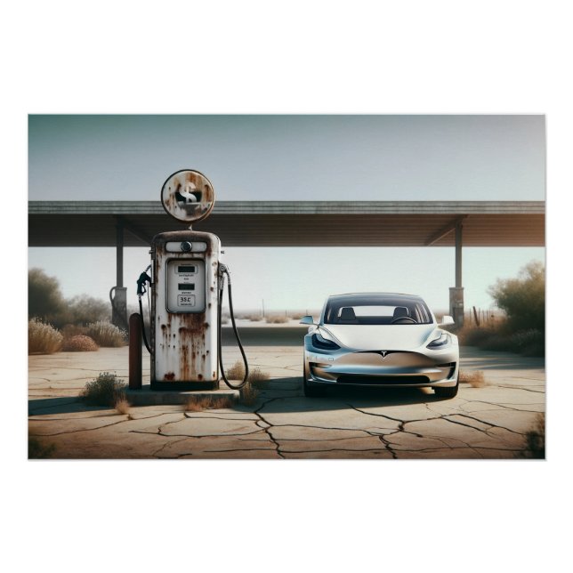 Old Gas EV Car Poster (Front)