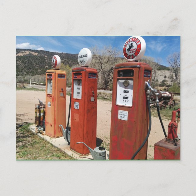 Old gas pumps postcard (Front)