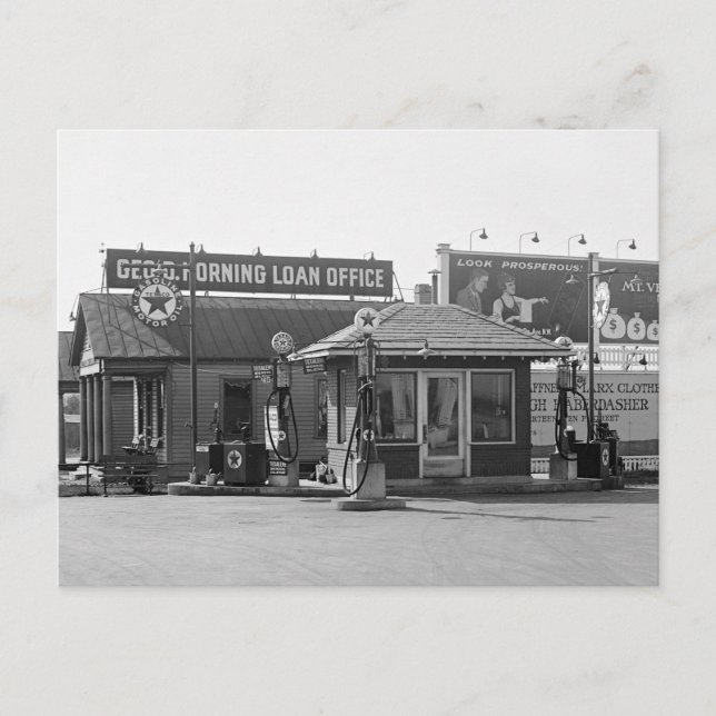 Old Gas Station, 1920s Postcard (Front)