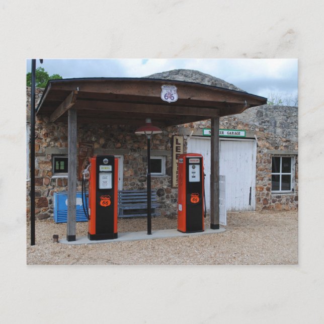 Old Gas Station on Route 66 Postcard (Front)