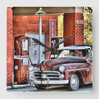 Old gas station square wall clock