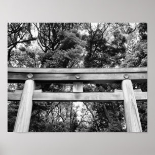 Old gate at Meiji Shrine in Yoyogi Park in Tokyo Poster