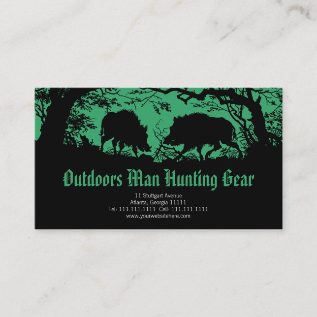 Old German Wild Boar in the Forest Business Card (Front)