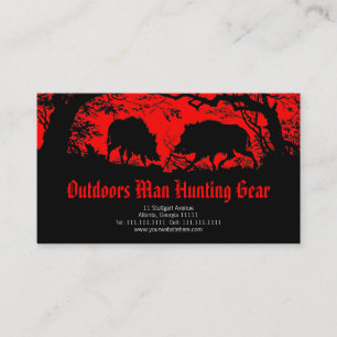 Old German Wild Boar in the Forest Business Card