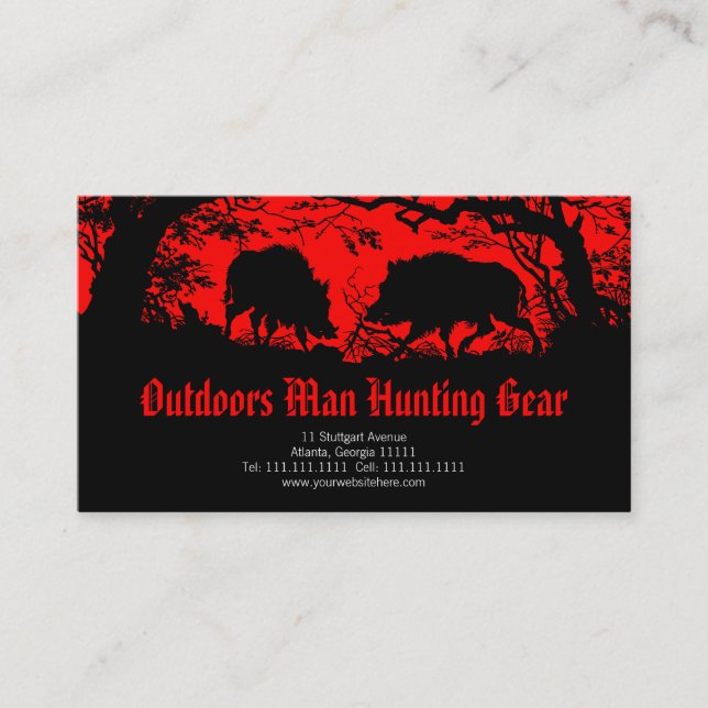 Old German Wild Boar in the Forest Business Card (Front)