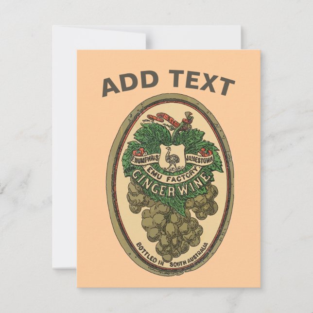 Old ginger Wine Label Edit Text Invitation (Front)