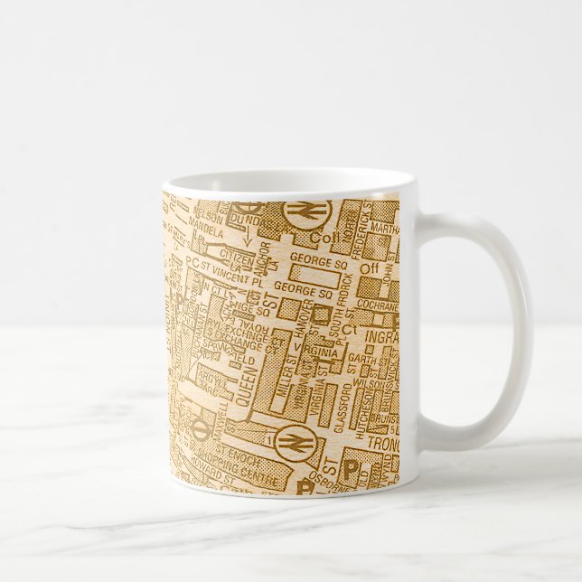 Old Glasgow City Street Map Coffee Mug (Right)