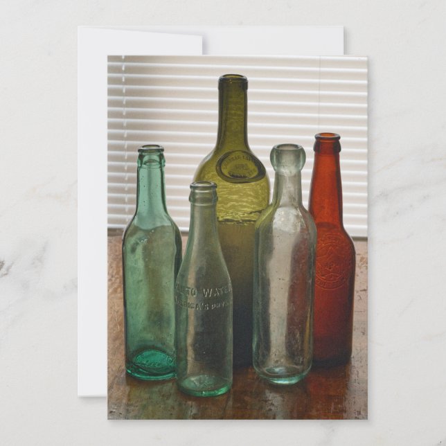 Old Glass Bottles 2 Holiday Card (Front)