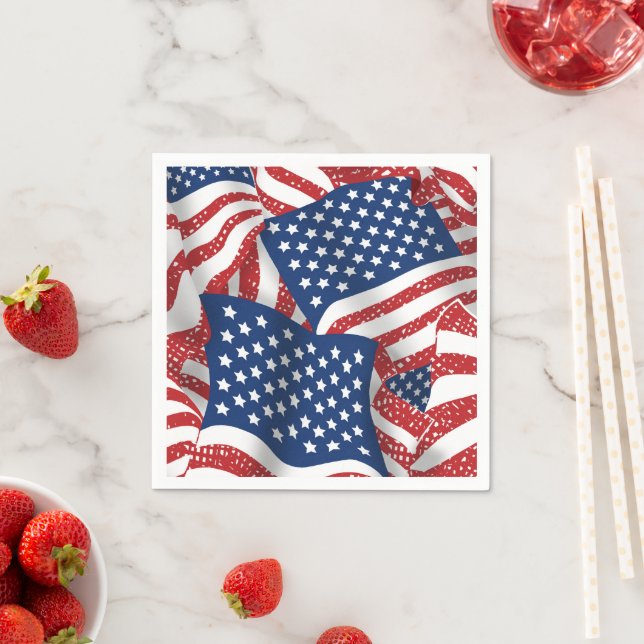 Old Glory All American - USA Flag - July 4th Napkin (Insitu)