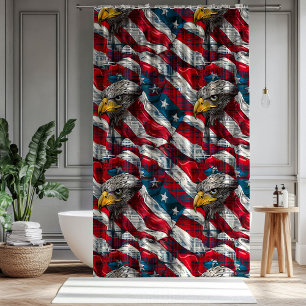 Old Glory Curtain Eagle Accent for July Fourth