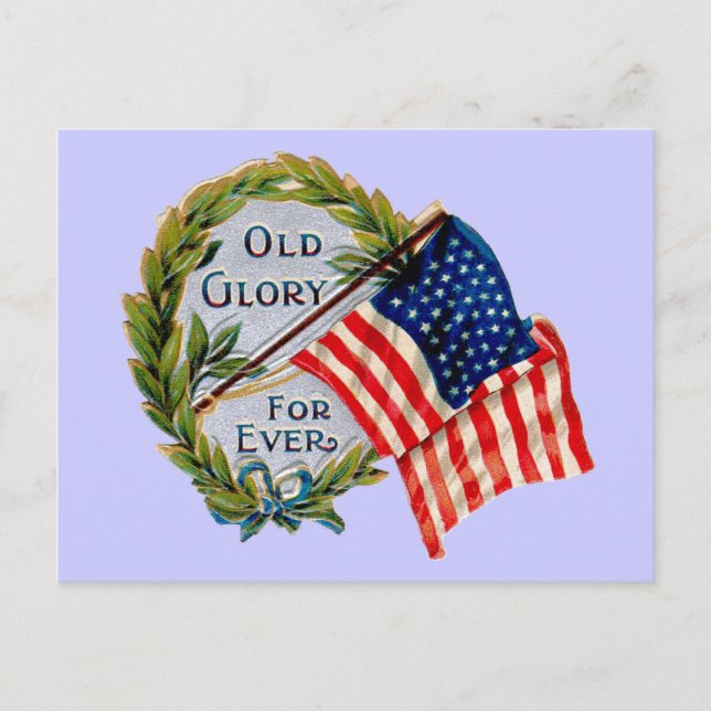 Old Glory Forever Vintage Flag Postcard (Front)