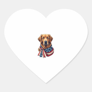 Old Glory Golden Retriever Vintage Shirt 2 Heart Sticker