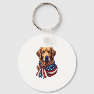 Old Glory Golden Retriever Vintage Shirt 2 Key Ring
