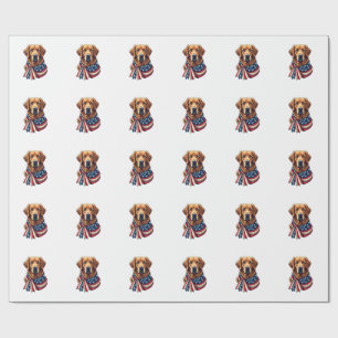 Old Glory Golden Retriever Vintage Shirt 2 Wrapping Paper