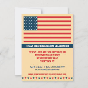 Old Glory Independence Day Party Vertical Invitation