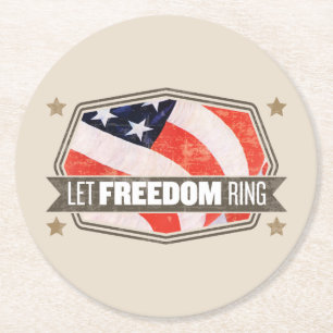 Old Glory Round Paper Coaster