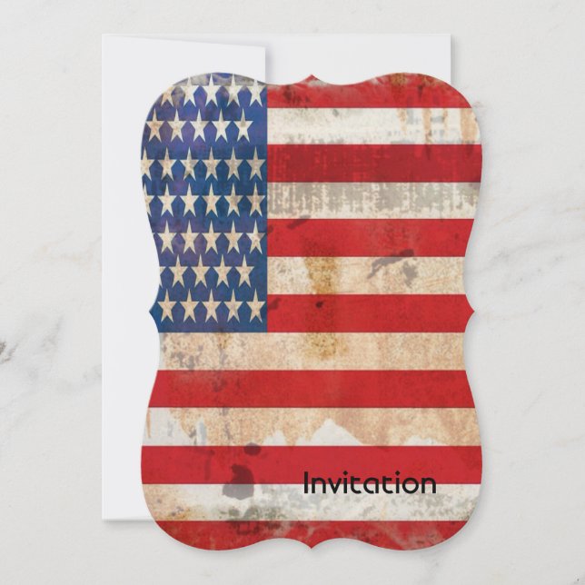 Old glory Stars Stripes distressed american flag Invitation (Front)