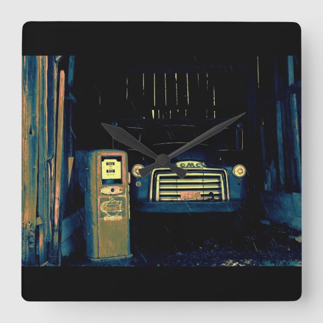Old GMC Farming Truck Square Wall Clock (Front)