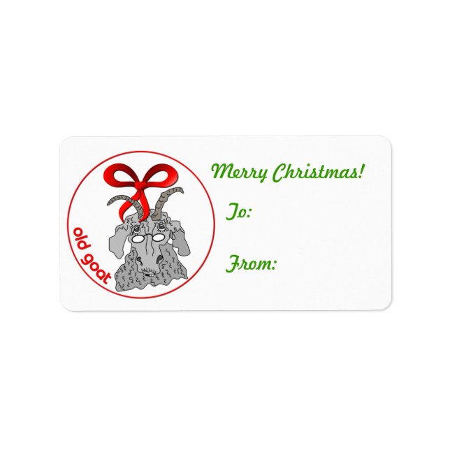 Old Goat Christmas Gift Tag Sticker (Front)