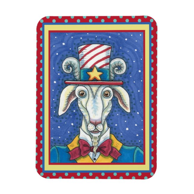 OLD GOAT UNCLE SAM, FUNNY FARM PATRIOTIC BILLYGOAT MAGNET (Vertical)