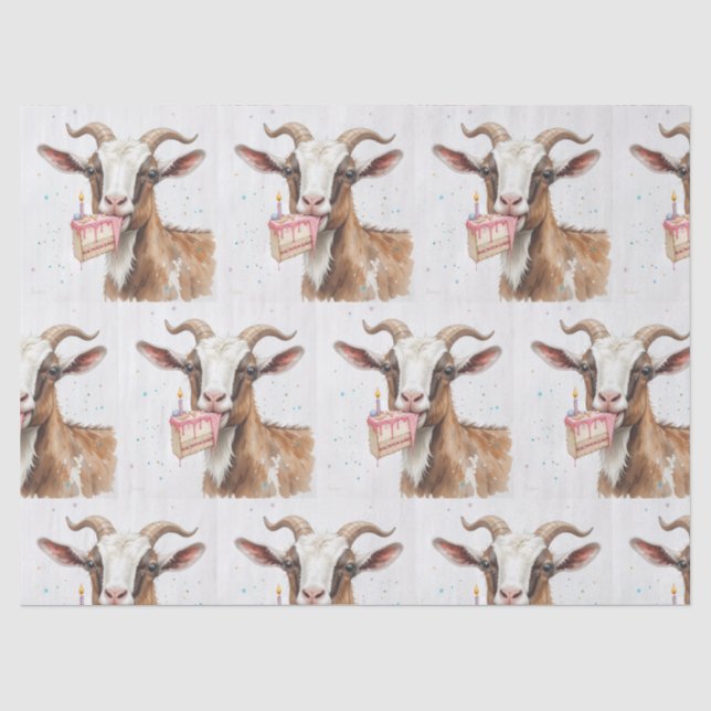  Old Goat with Cake Fun Novelty Animal Pattern Tissue Paper (Front)