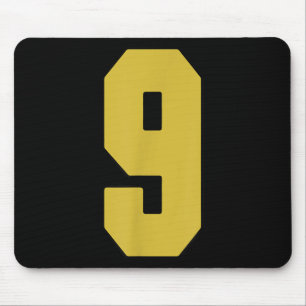 Old Gold Black Number 9 Jersey Player Uniform #9 Mouse Pad