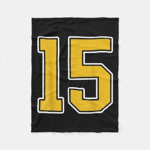 Old Gold Black White Sports Number 15 Jersey Unifo Fleece Blanket