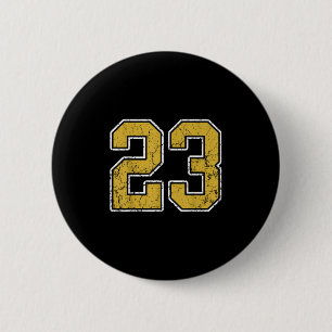 Old Gold Black White Sports Number 23 Jersey Unifo 6 Cm Round Badge