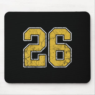 Old Gold Black White Sports Number 26 Jersey Unifo Mouse Pad