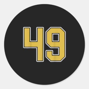 Old Gold Black White Sports Number 49 Jersey Unifo Classic Round Sticker