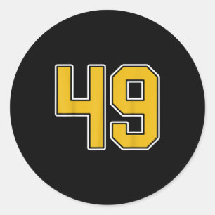 Old Gold Black White Sports Number 49 Jersey Unifo Classic Round Sticker