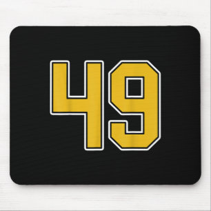 Old Gold Black White Sports Number 49 Jersey Unifo Mouse Pad
