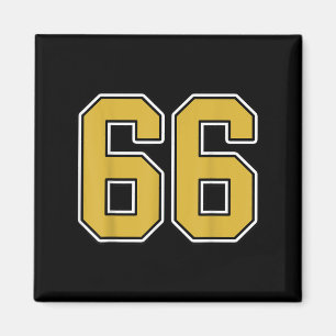 Old Gold Black White Sports Number 66 Jersey Unifo Magnet