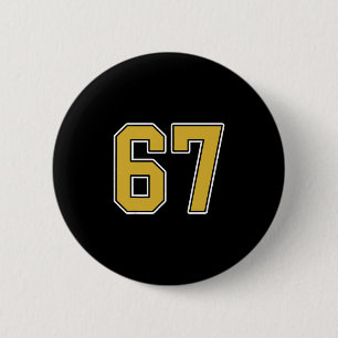 Old Gold Black White Sports Number 67 Jersey Unifo 6 Cm Round Badge
