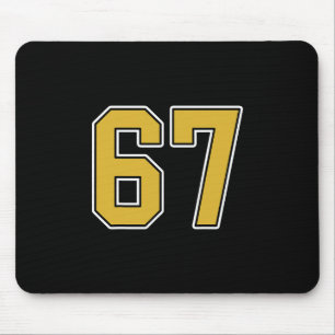 Old Gold Black White Sports Number 67 Jersey Unifo Mouse Pad
