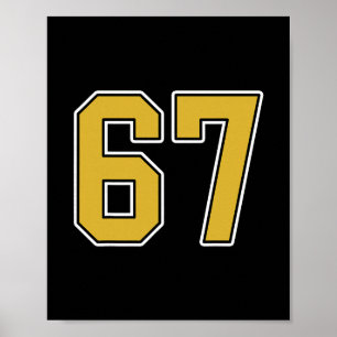 Old Gold Black White Sports Number 67 Jersey Unifo Poster