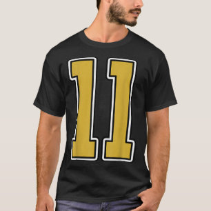 Old Gold Black White Srts Number 11 Jersey Uniform T-Shirt