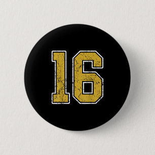 Old Gold Black White Srts Number 16 Jersey Uniform 6 Cm Round Badge